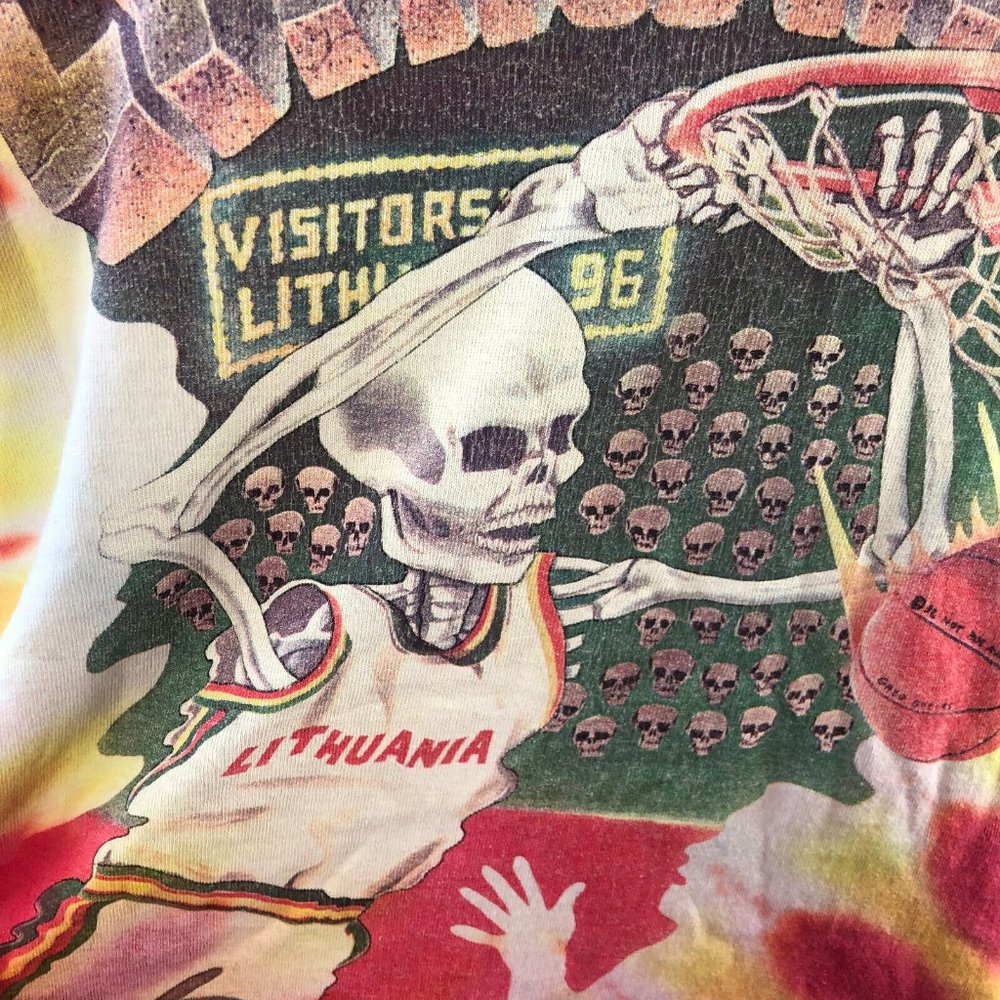 Vintage 1992 The Grateful Dead Lithuania T Shirt XL Tie Dye Basketball Olympic - Picture 2 of 13